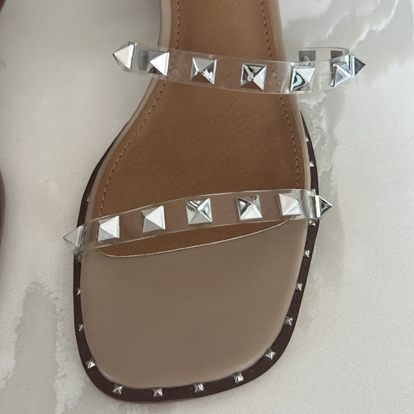 CloudAir Silver Studded Clear Strappy Block Heel Comfort Sandal Womens Sz 7.5 - Picture 7 of 14